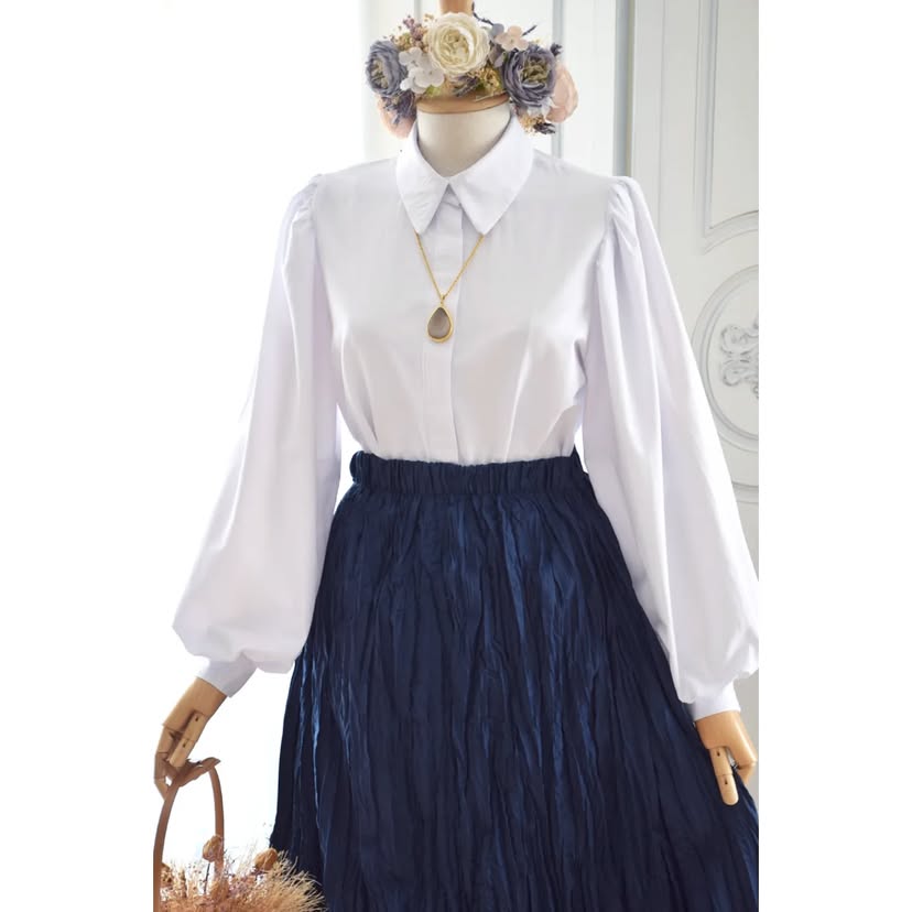 Puffy sleeves white shirt