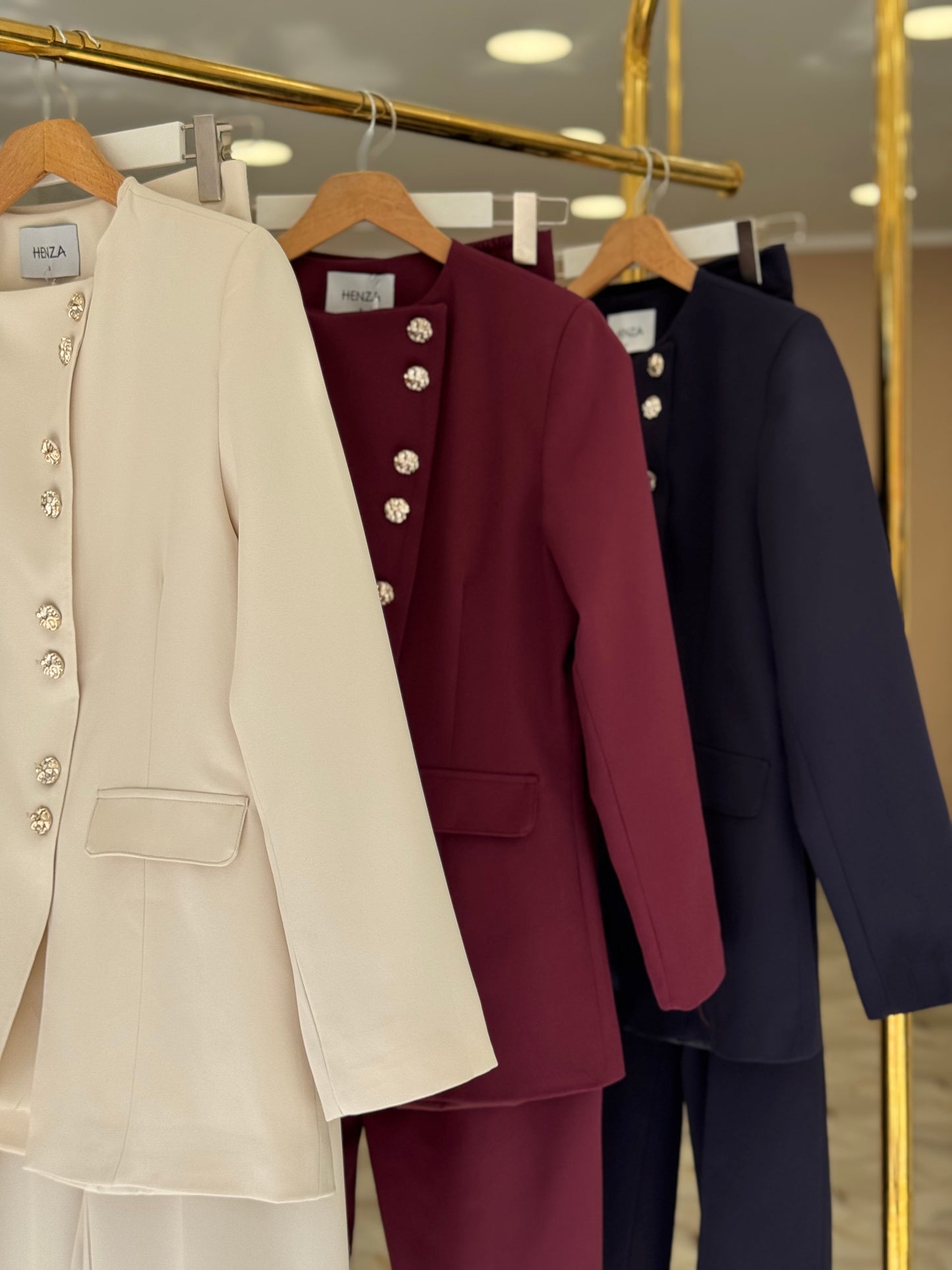 Cross buttoned suit