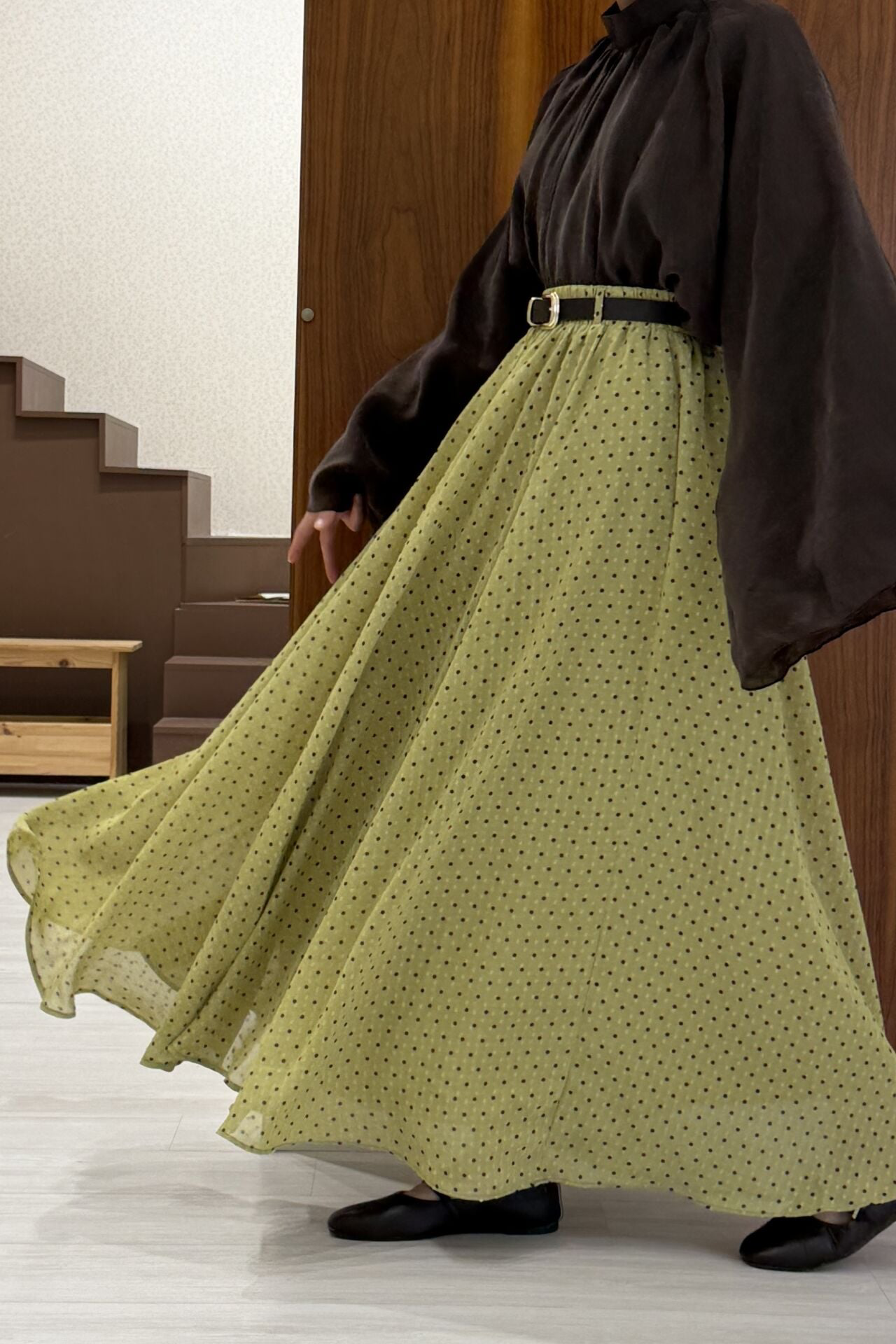 Textured polka dot skirt