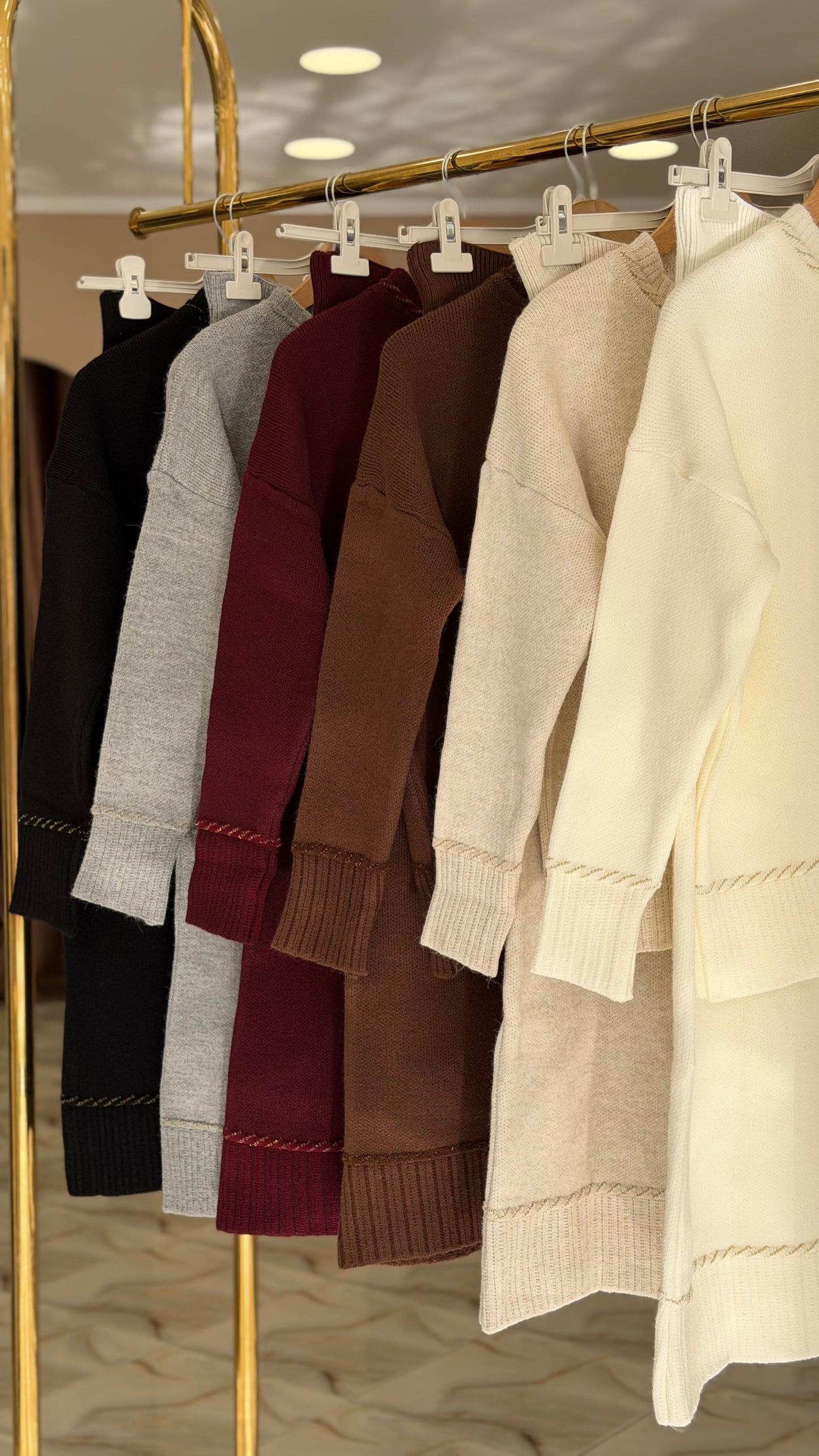 Golden stitch knit skirt set