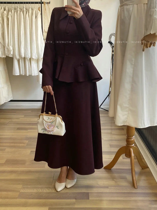 Line elegant peplum skirt set