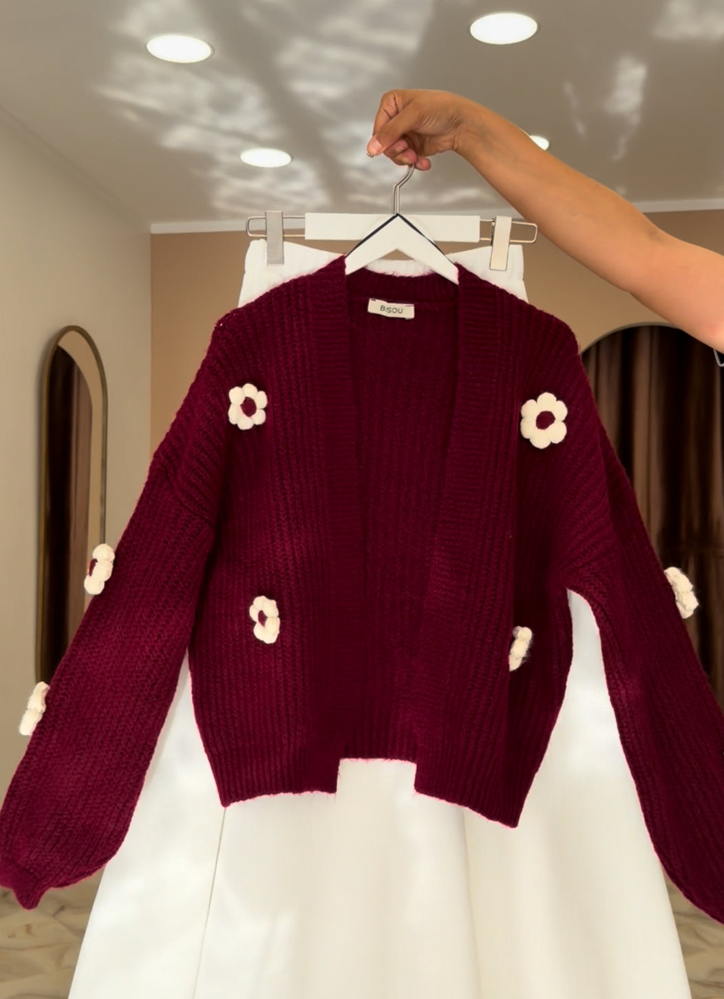 Flower knit cardigan