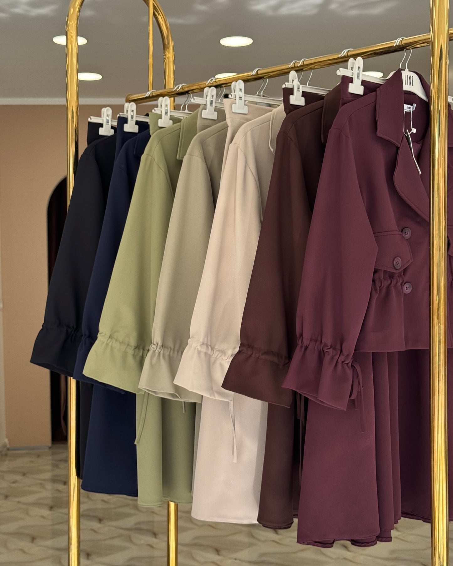 Cropped trench coat skirt set