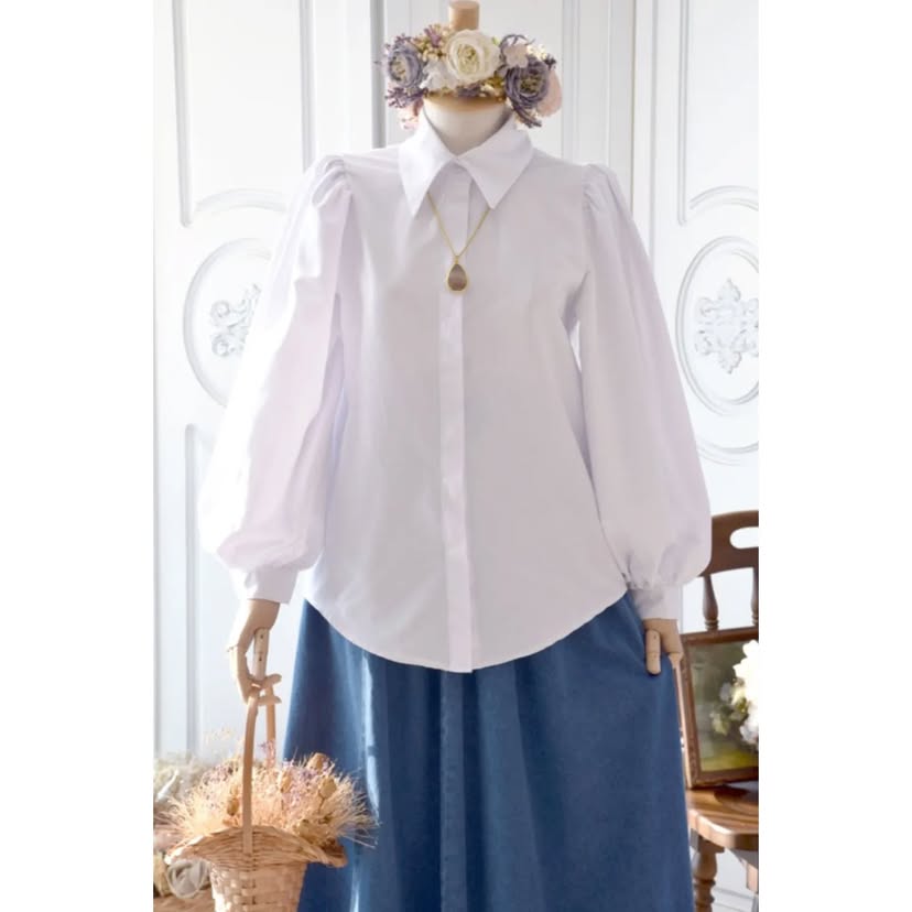 Puffy sleeves white shirt