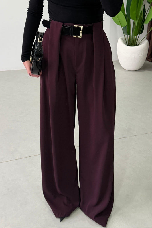 Belted wide leg pants
