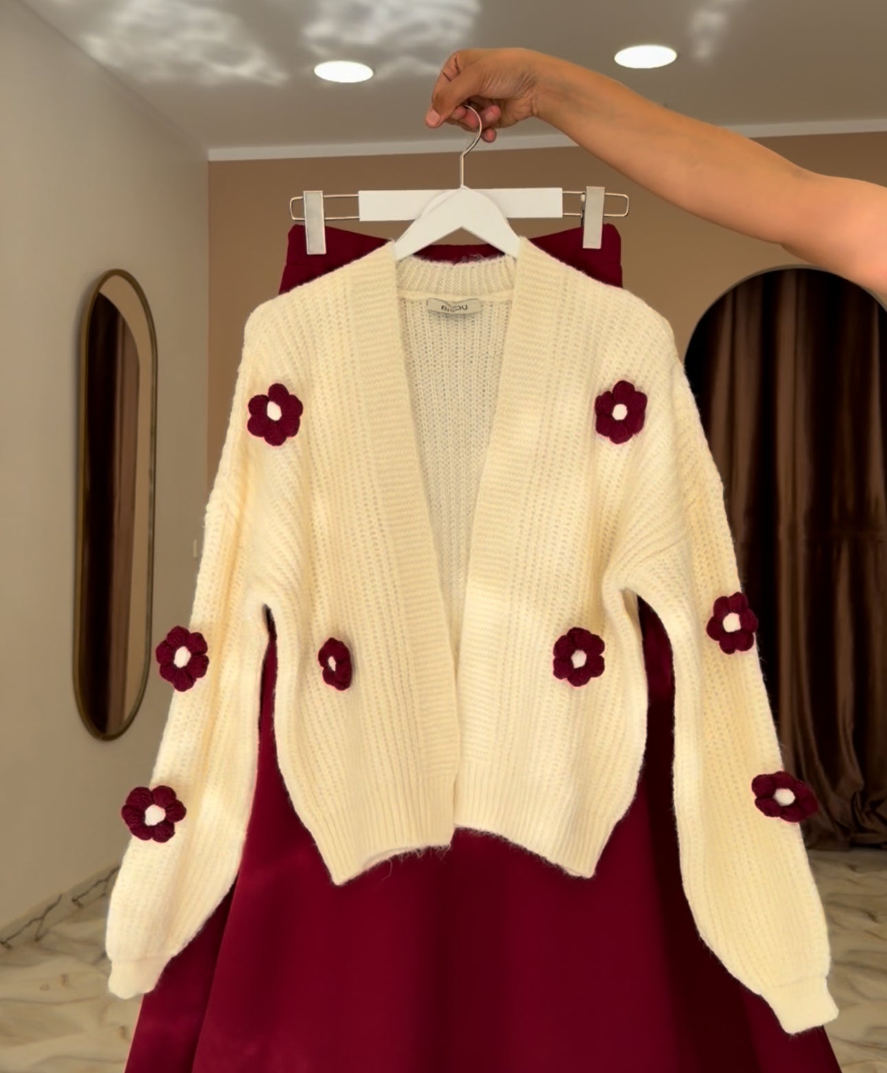 Flower knit cardigan