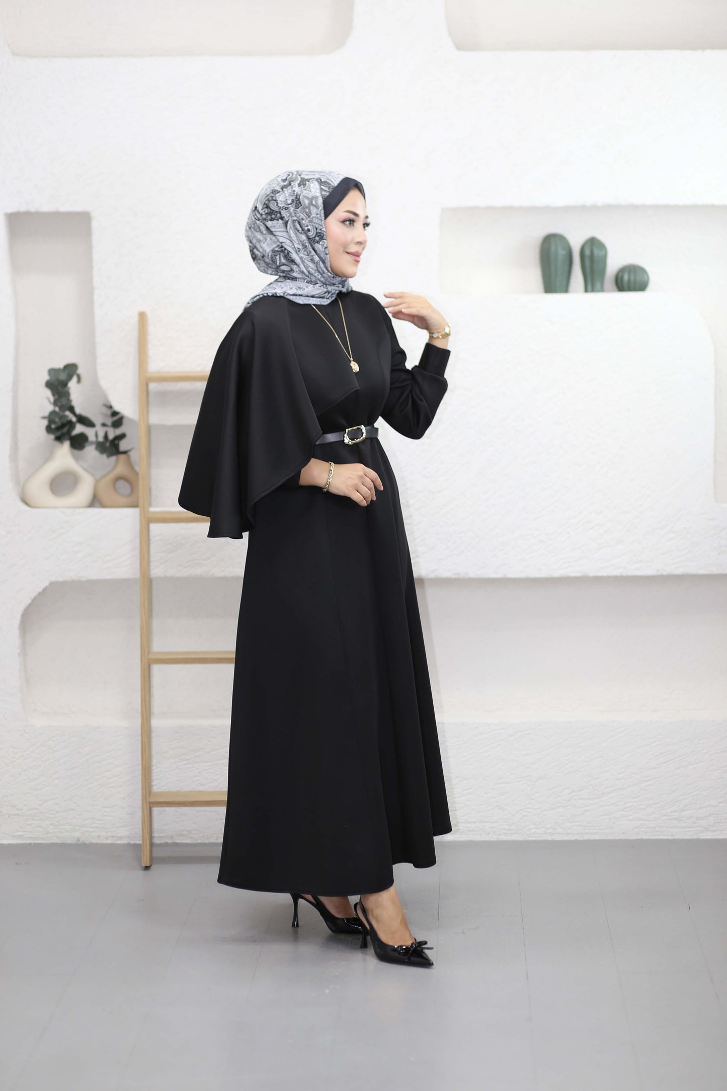 Shoulder Shawl Scuba Dress