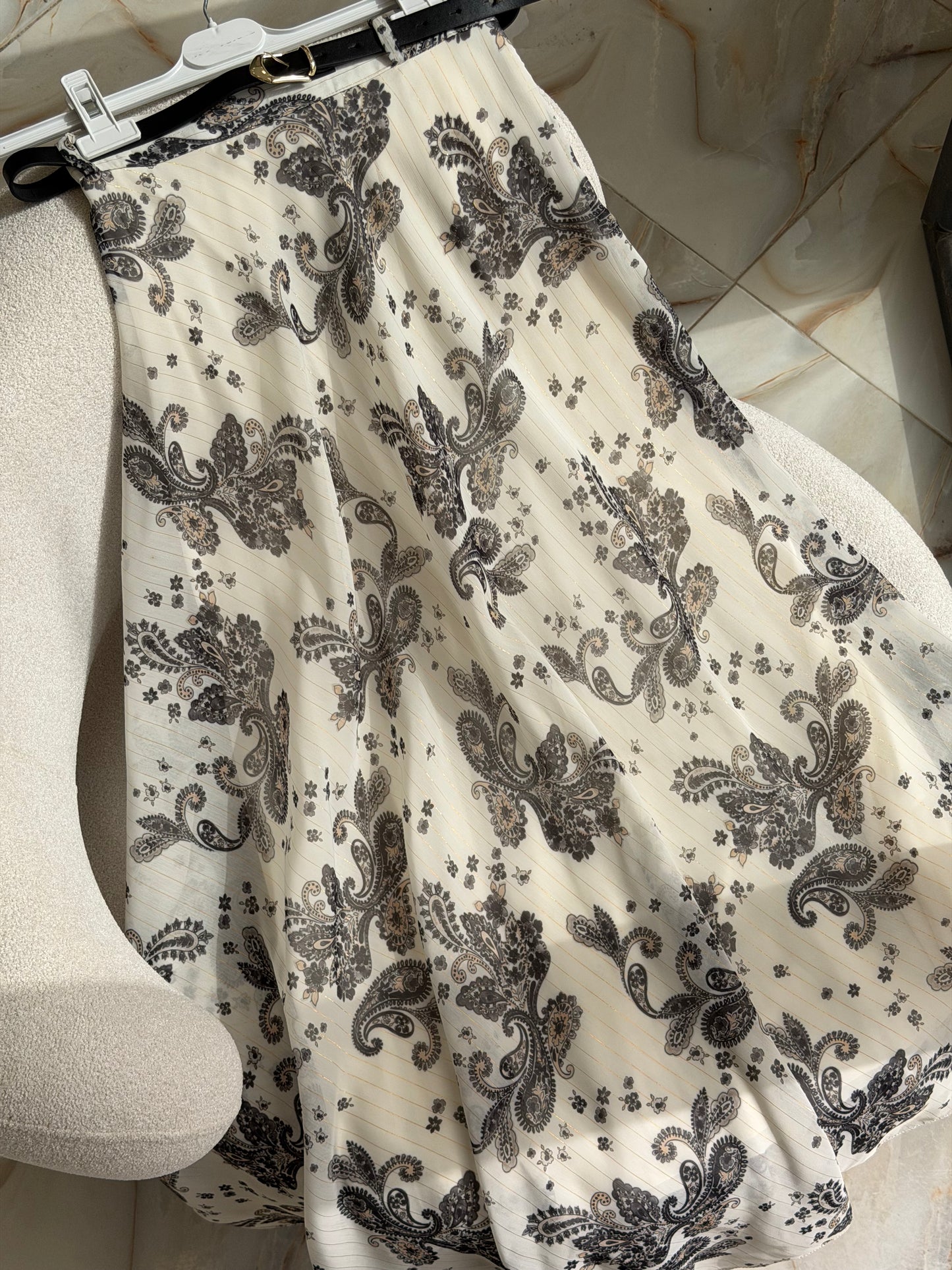 Colorful skirt (paisley pattern) (avec ceinture) 105cm