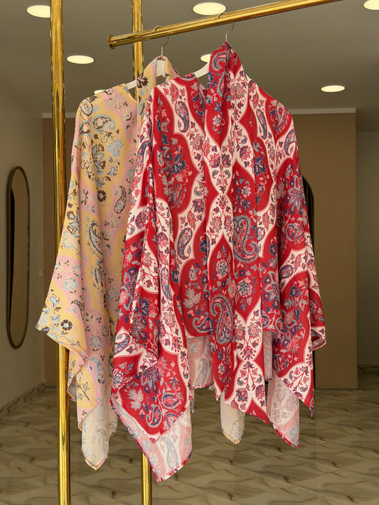 Batwing sleeve printed blouse