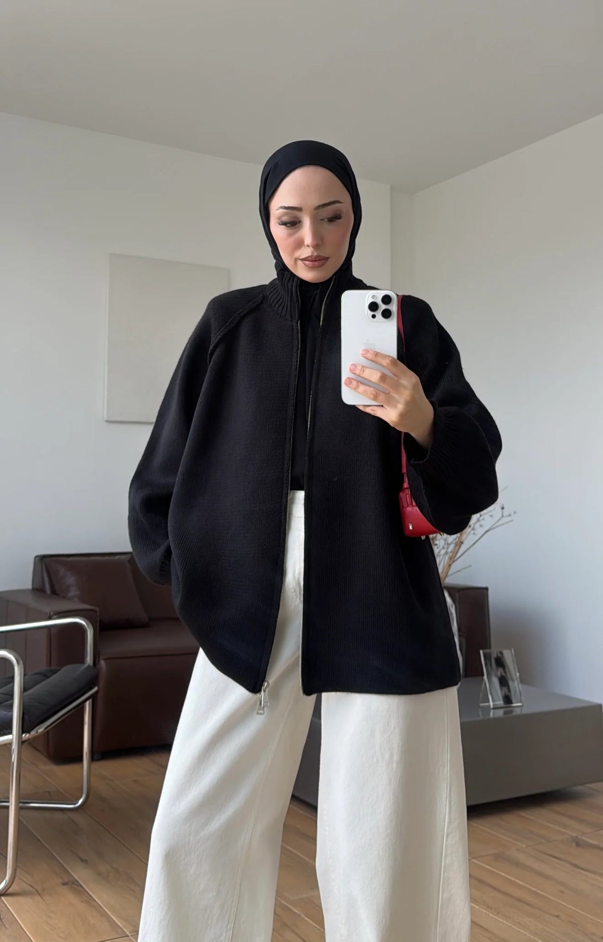 Double-Zipper Knit Cardigan