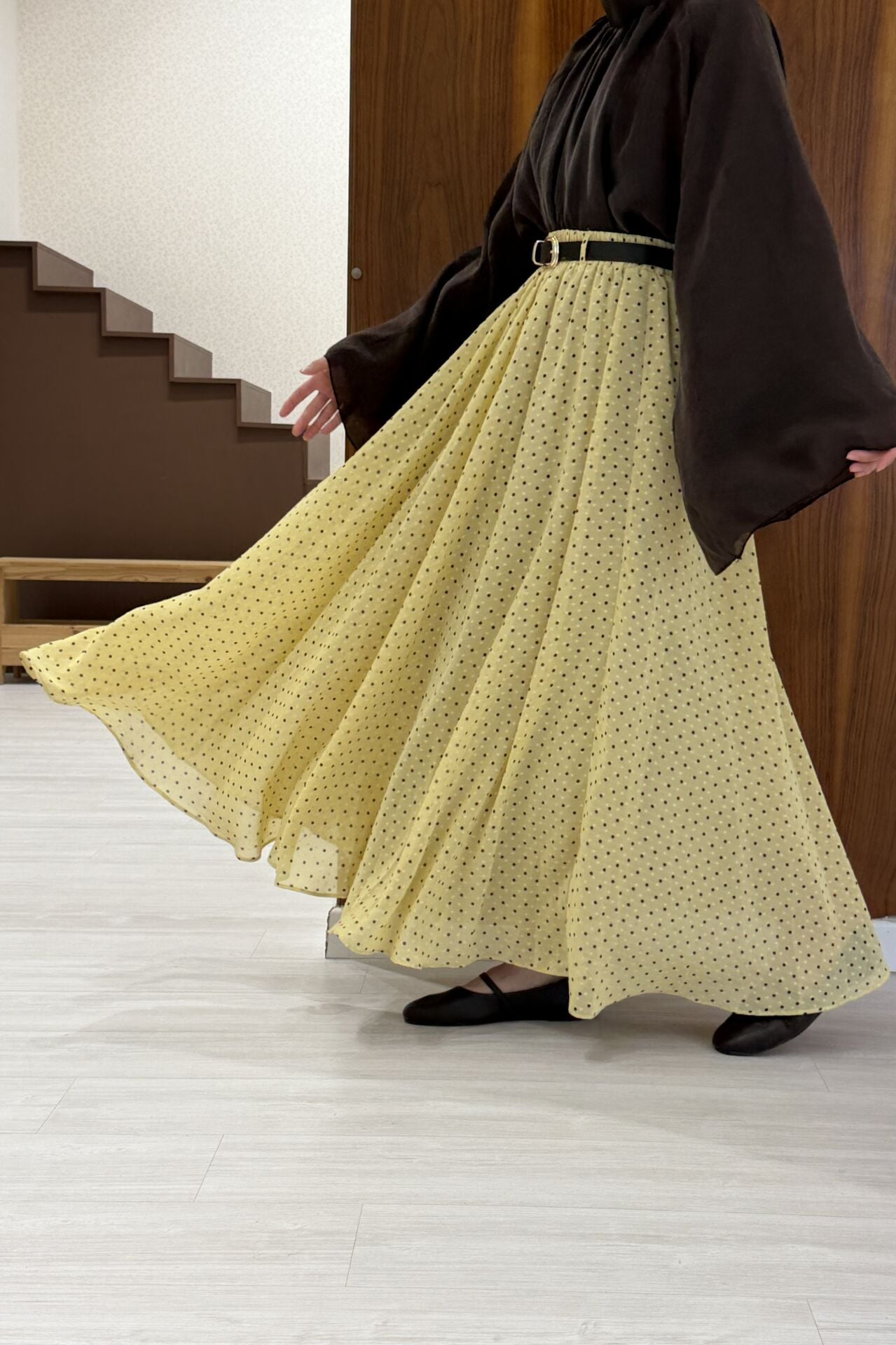 Textured polka dot skirt
