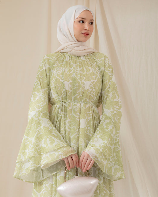 Meri flared sleeve colorful dress