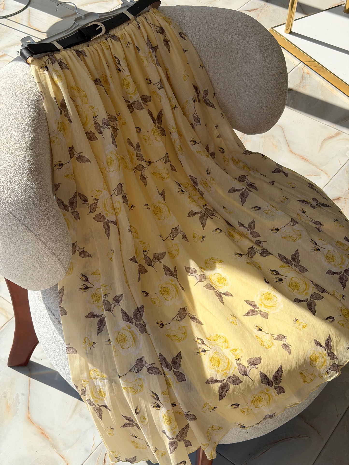 Belted floral skirt