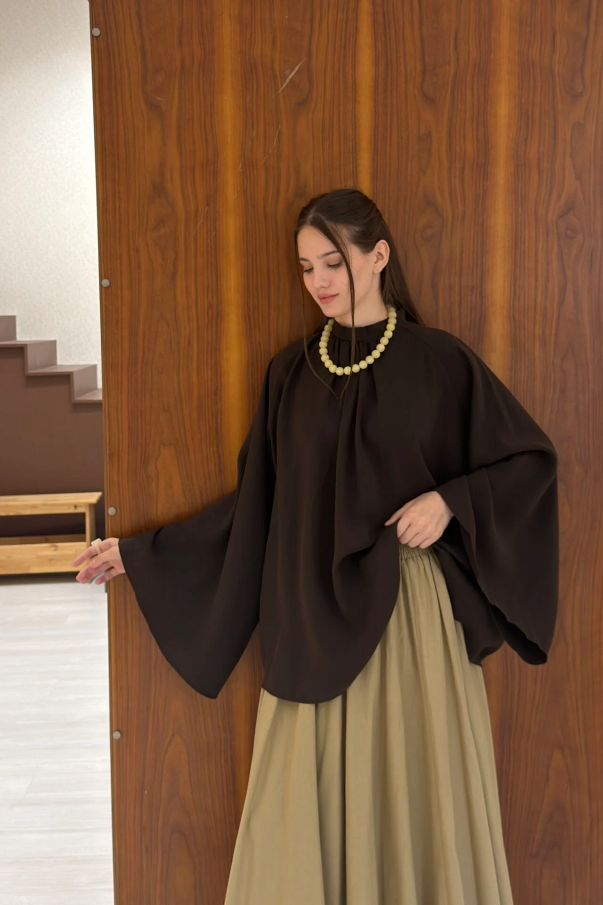 Fall season wide sleeve blouse