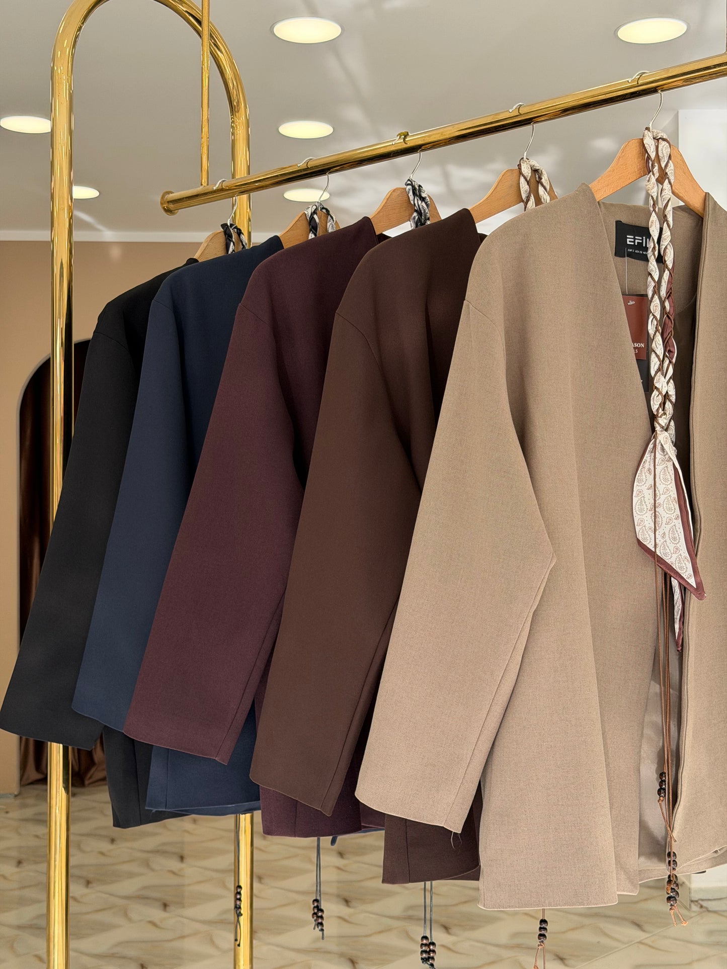 Scarf belted oversized jacket