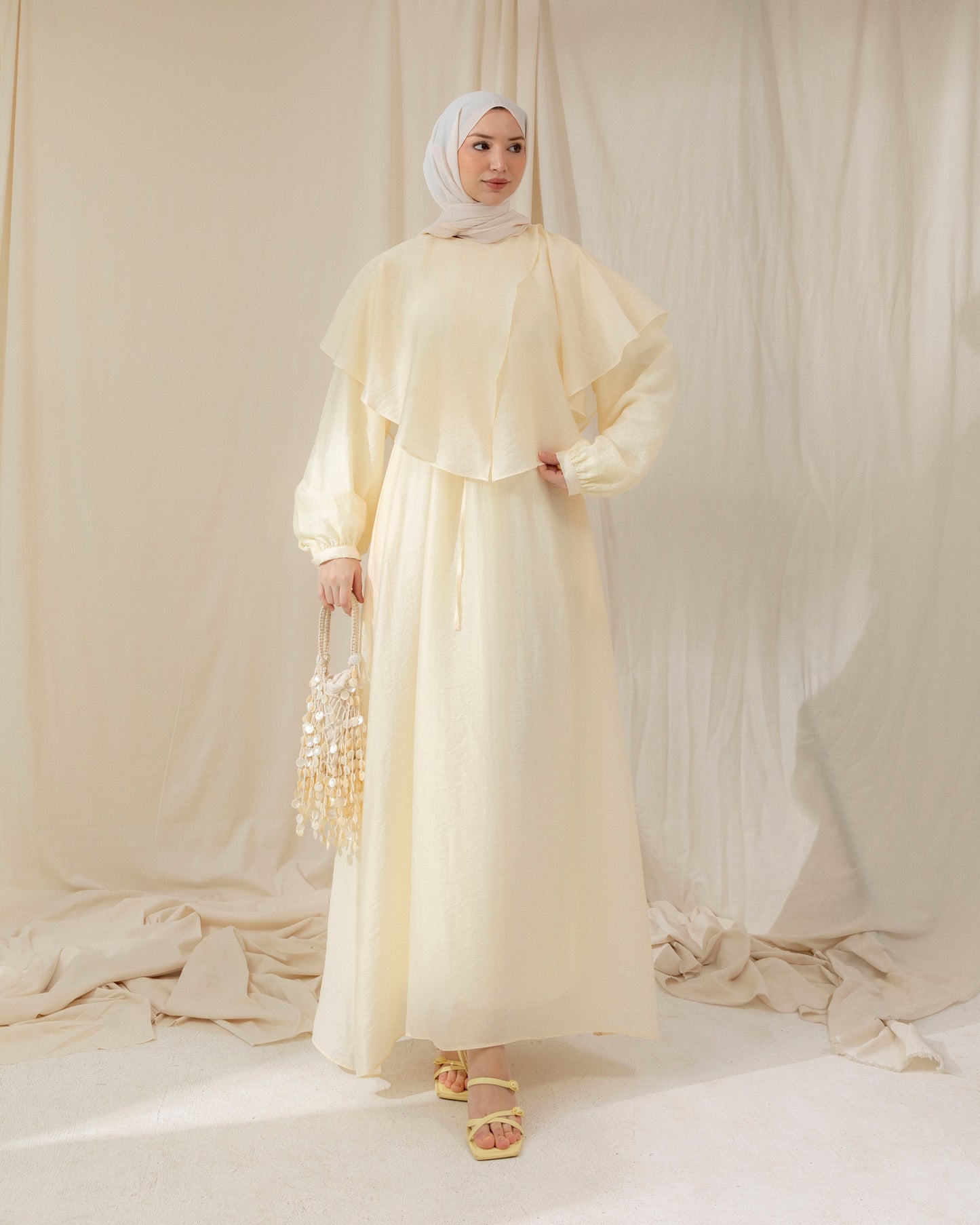 Modest collar detail dress