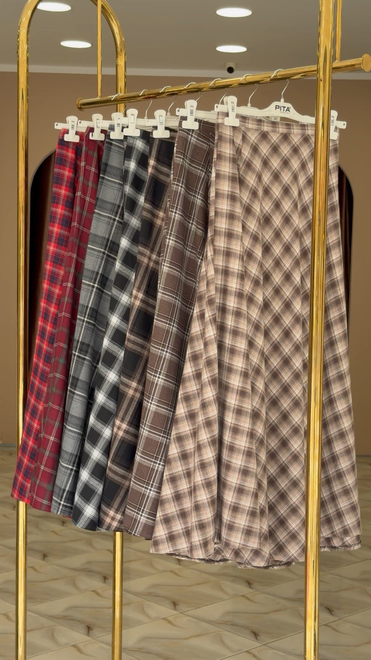Pleated plaid skirt