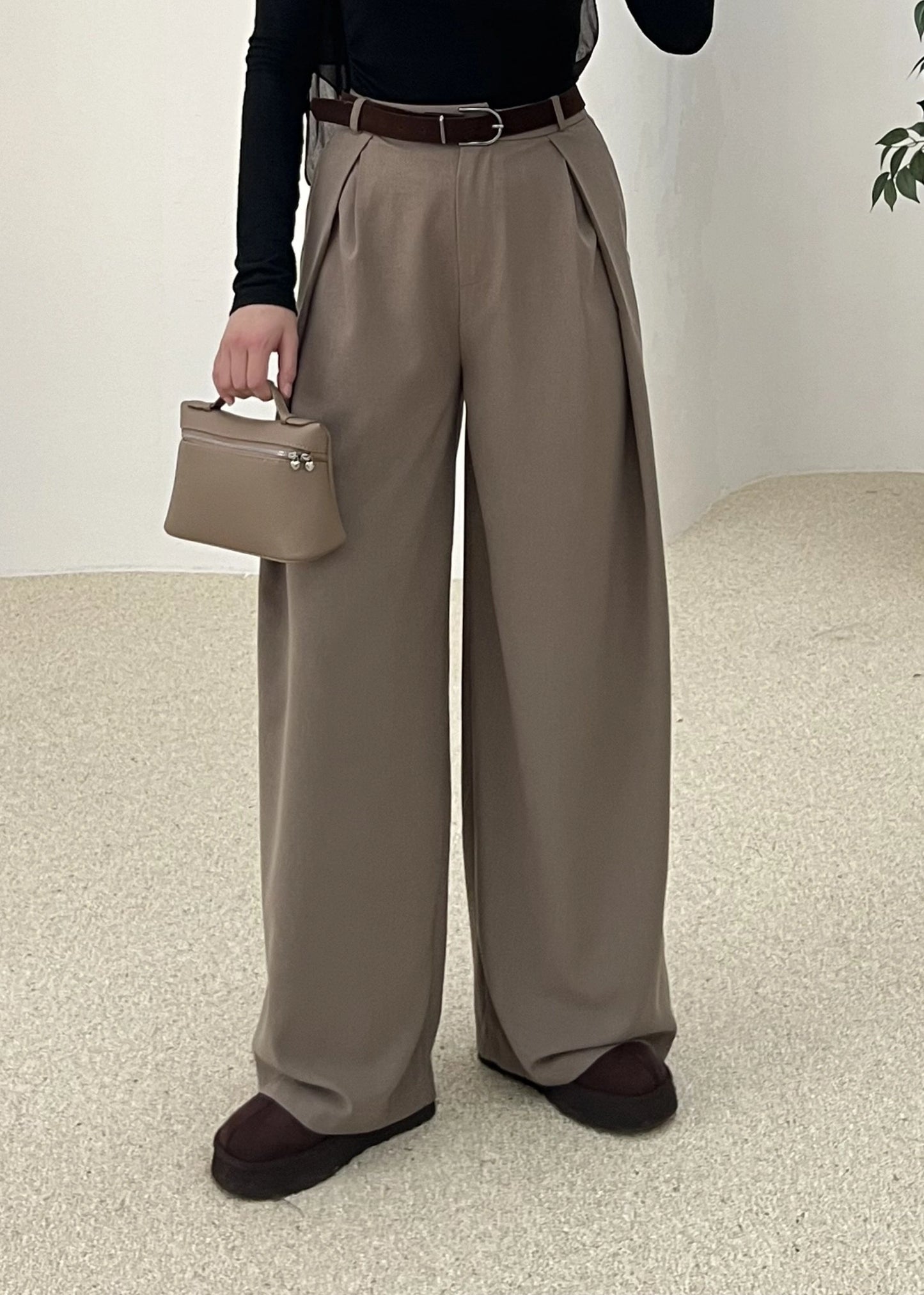Fold pleated wide leg pants (acec ceinture)