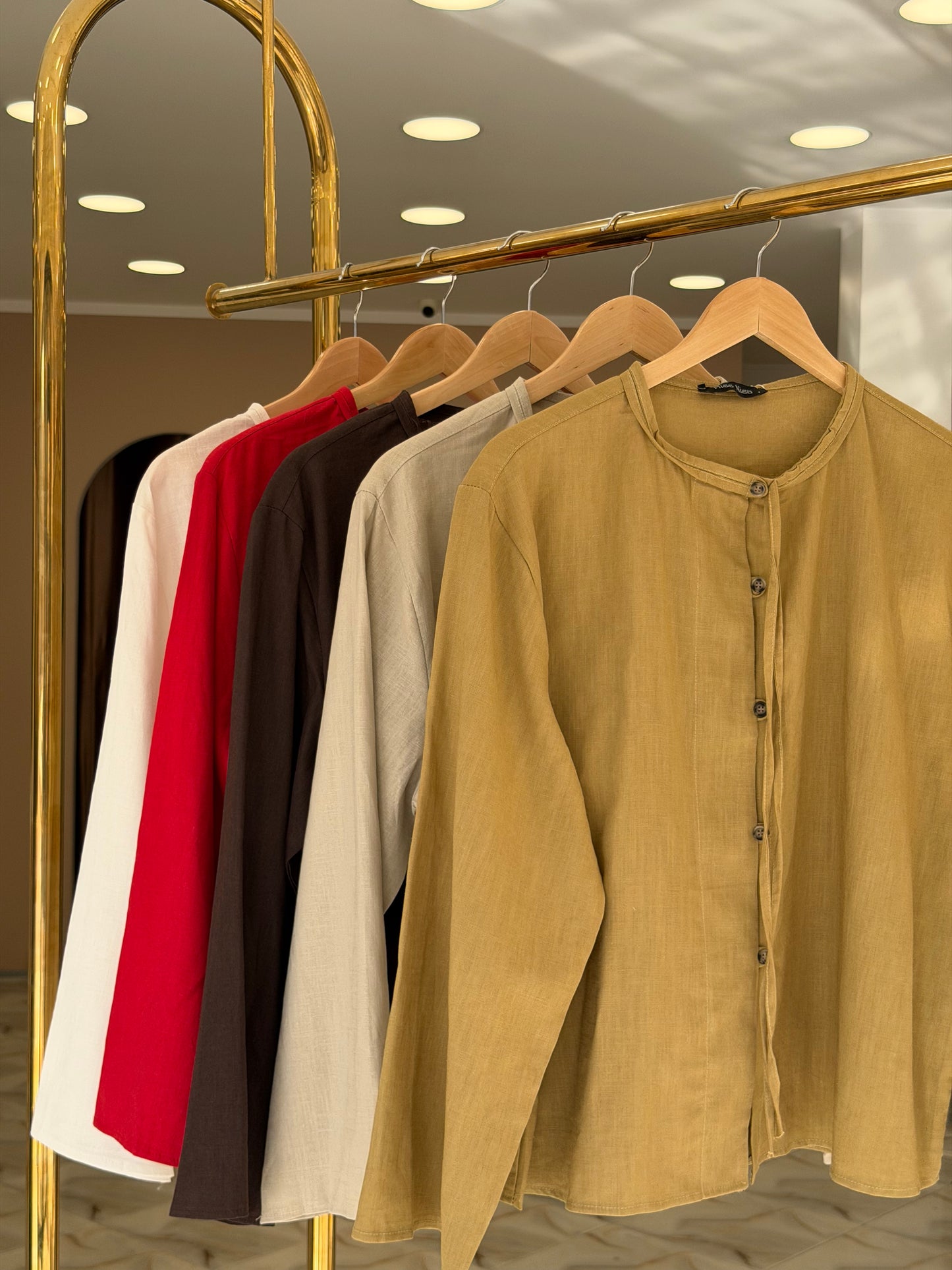 Band Collar Linen Shirt