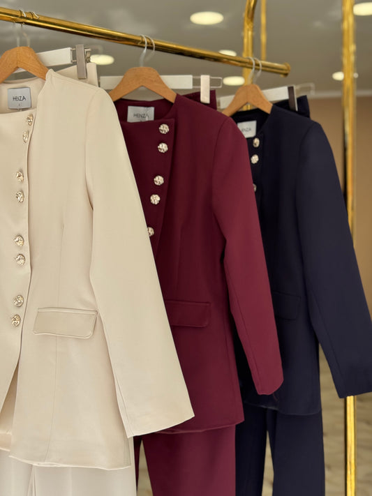 Cross buttoned suit