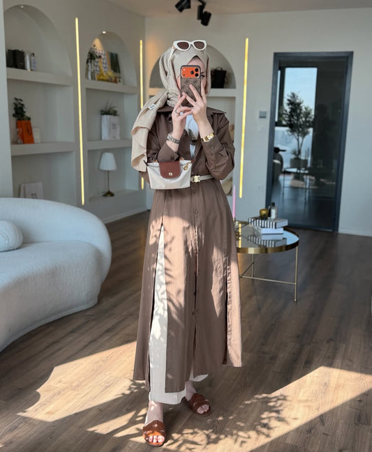 Shirt dress with slit sides