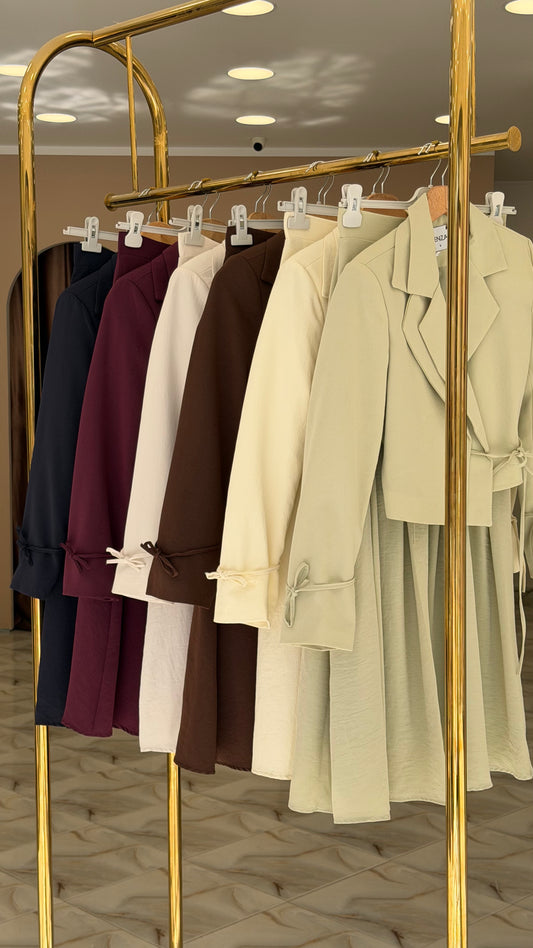 Double collar jacket skirt set