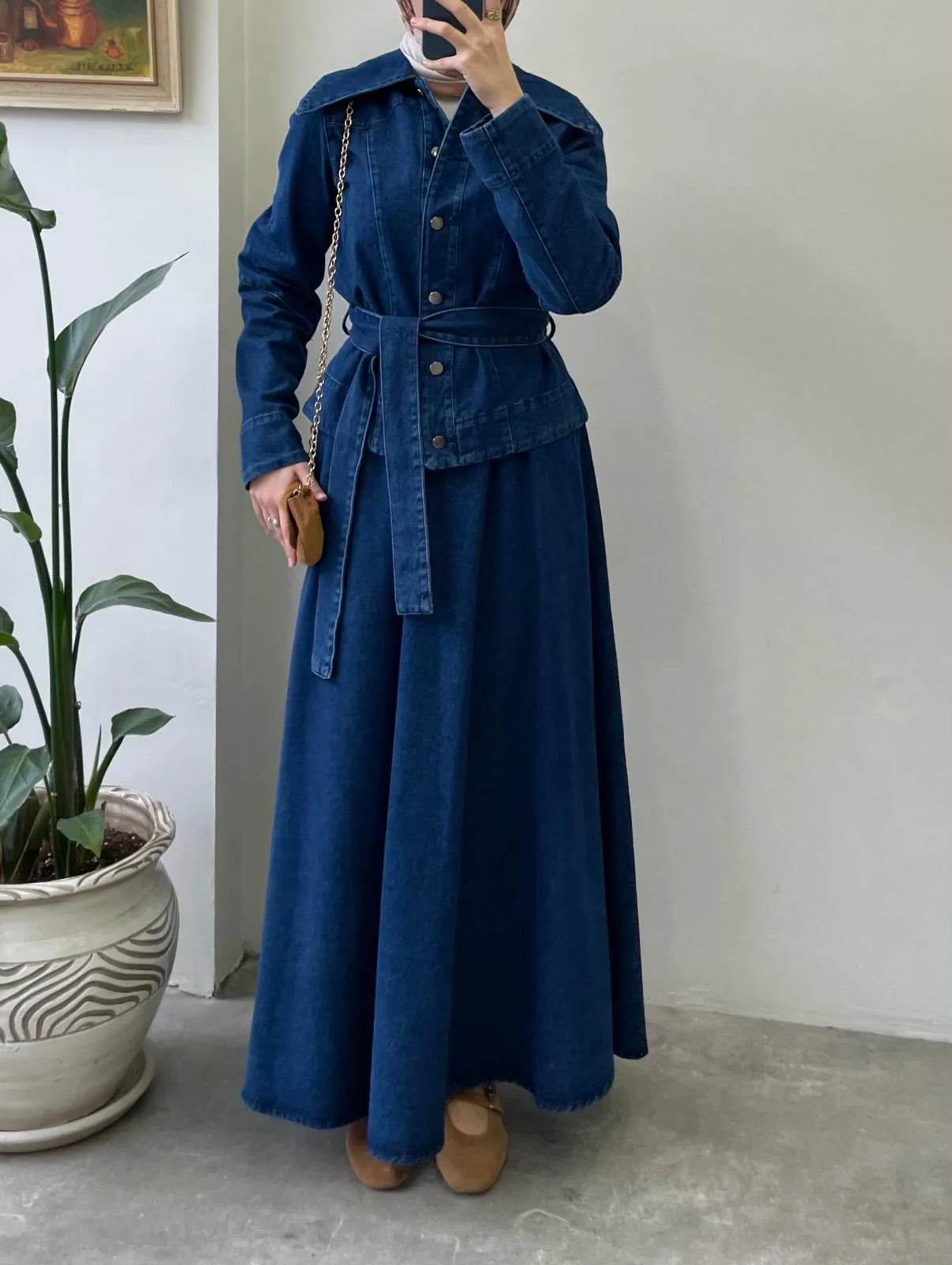 Nowan denim skirt set