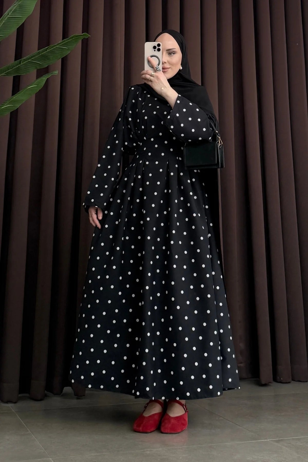 Poplin polka dot dress