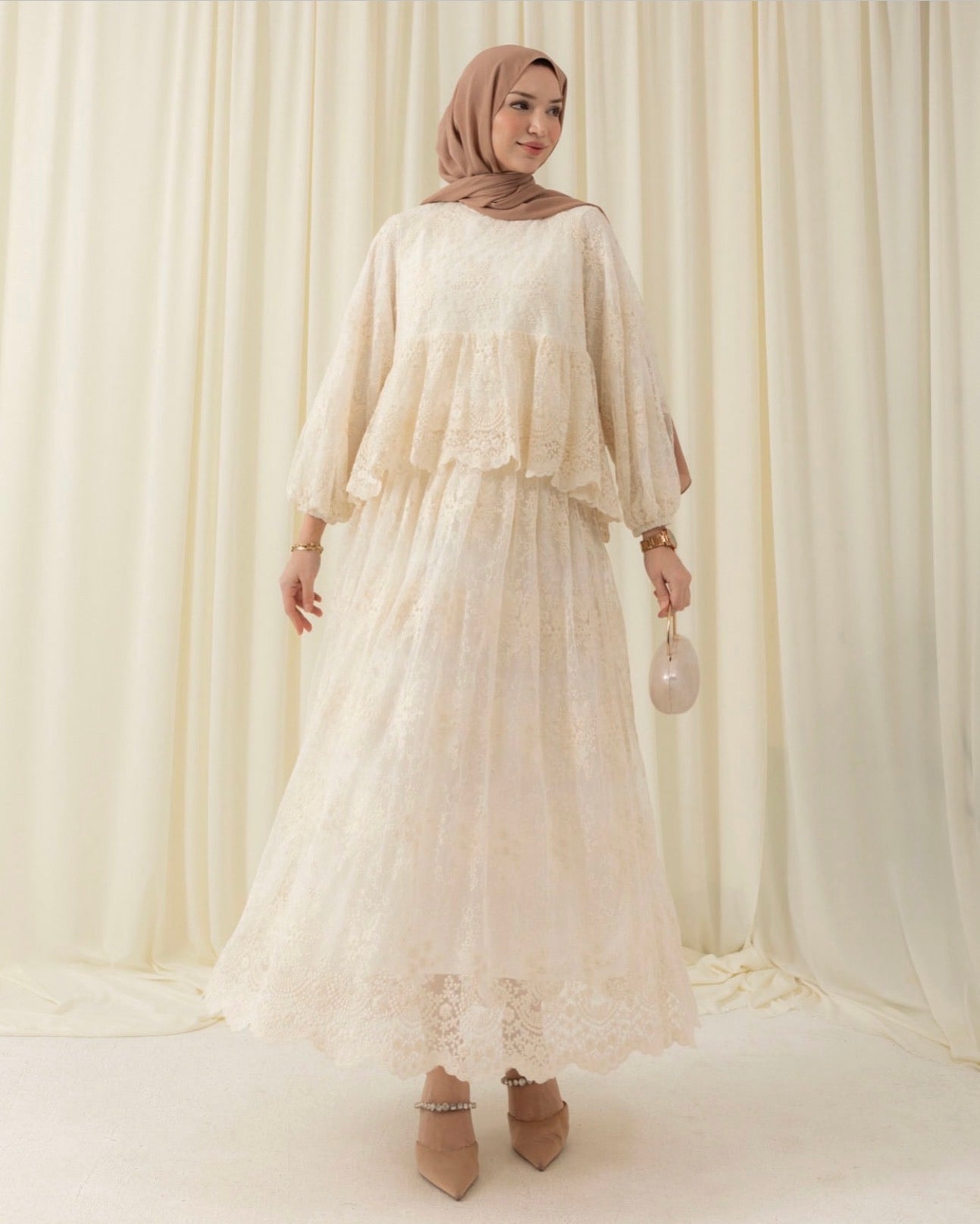 Lace oversized skirt set