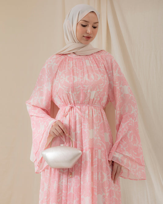 Meri flared sleeve colorful dress