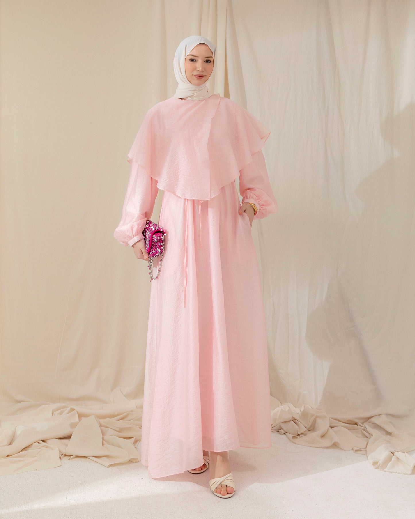 Modest collar detail dress