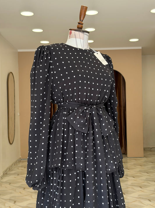 Ahel polka tiered dress
