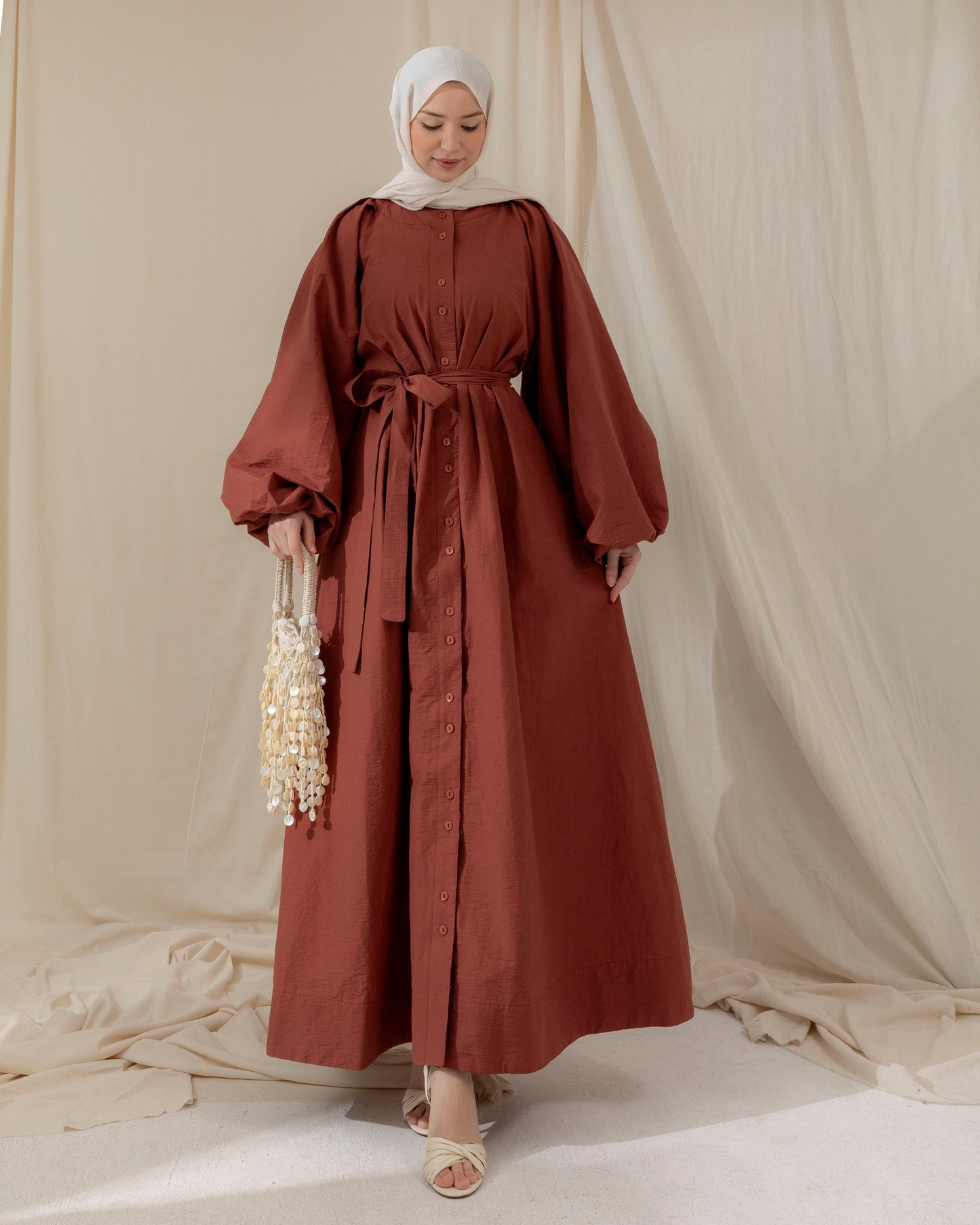 Meri puffy sleeve buttoned dress