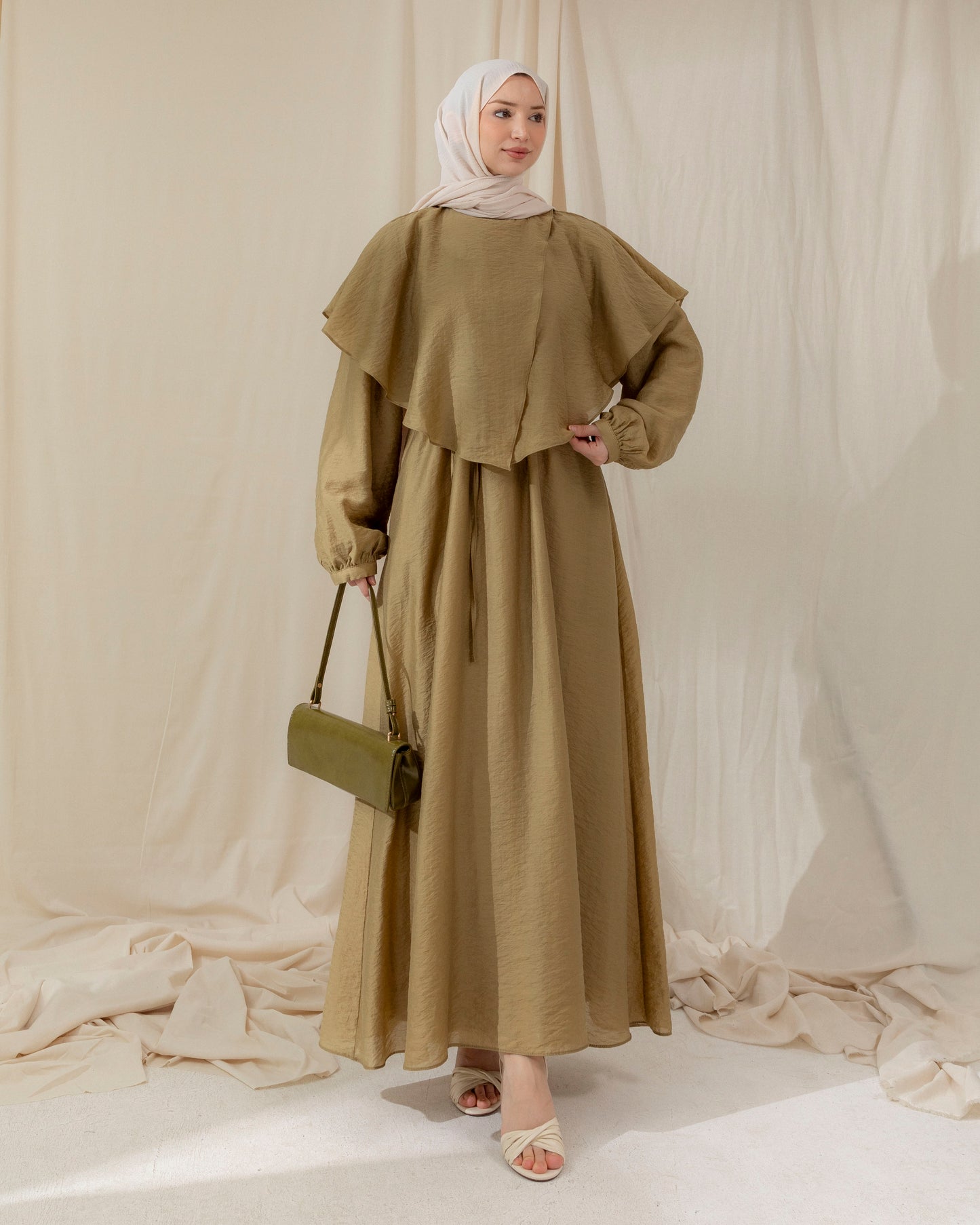 Modest collar detail dress