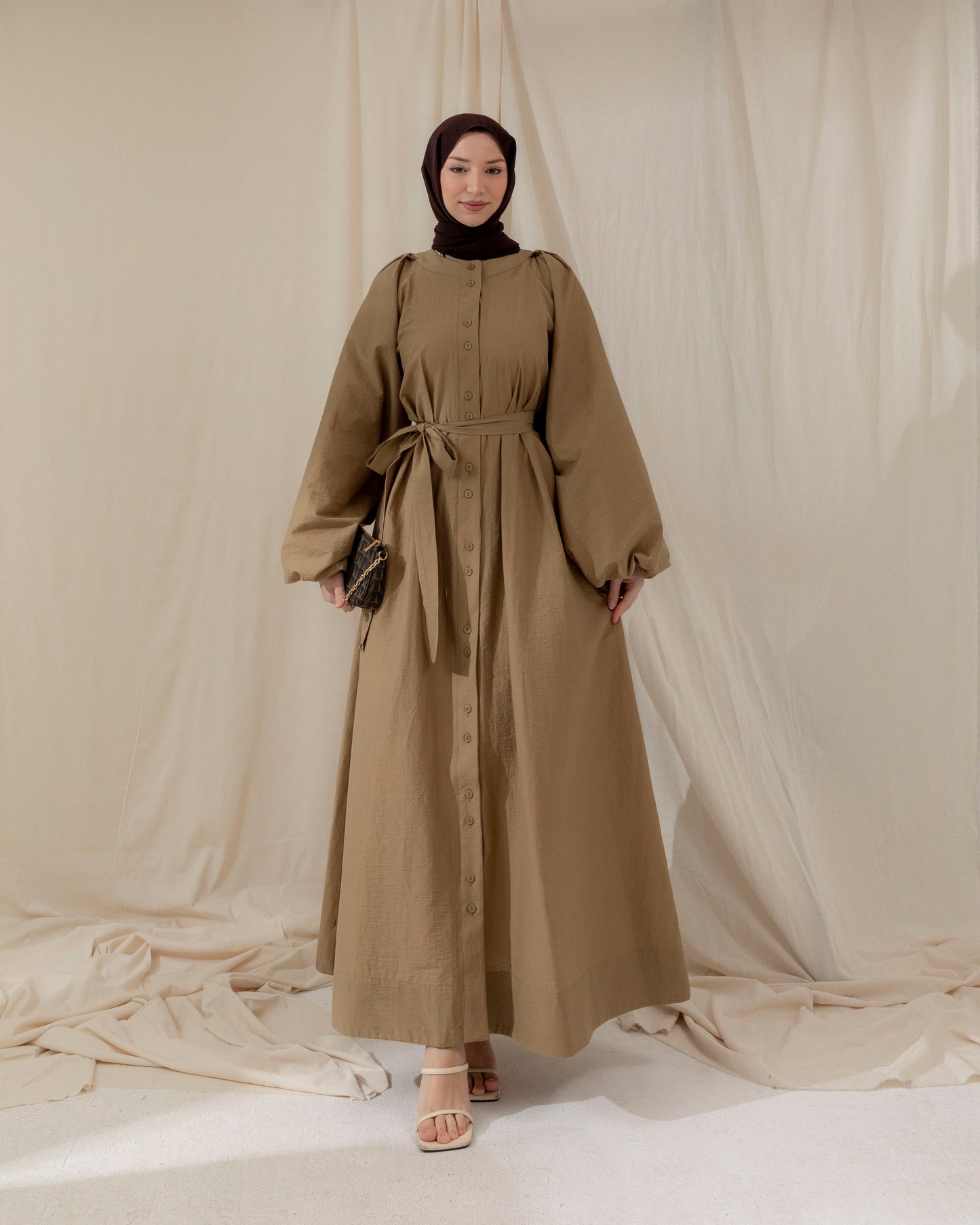 Meri puffy sleeve buttoned dress