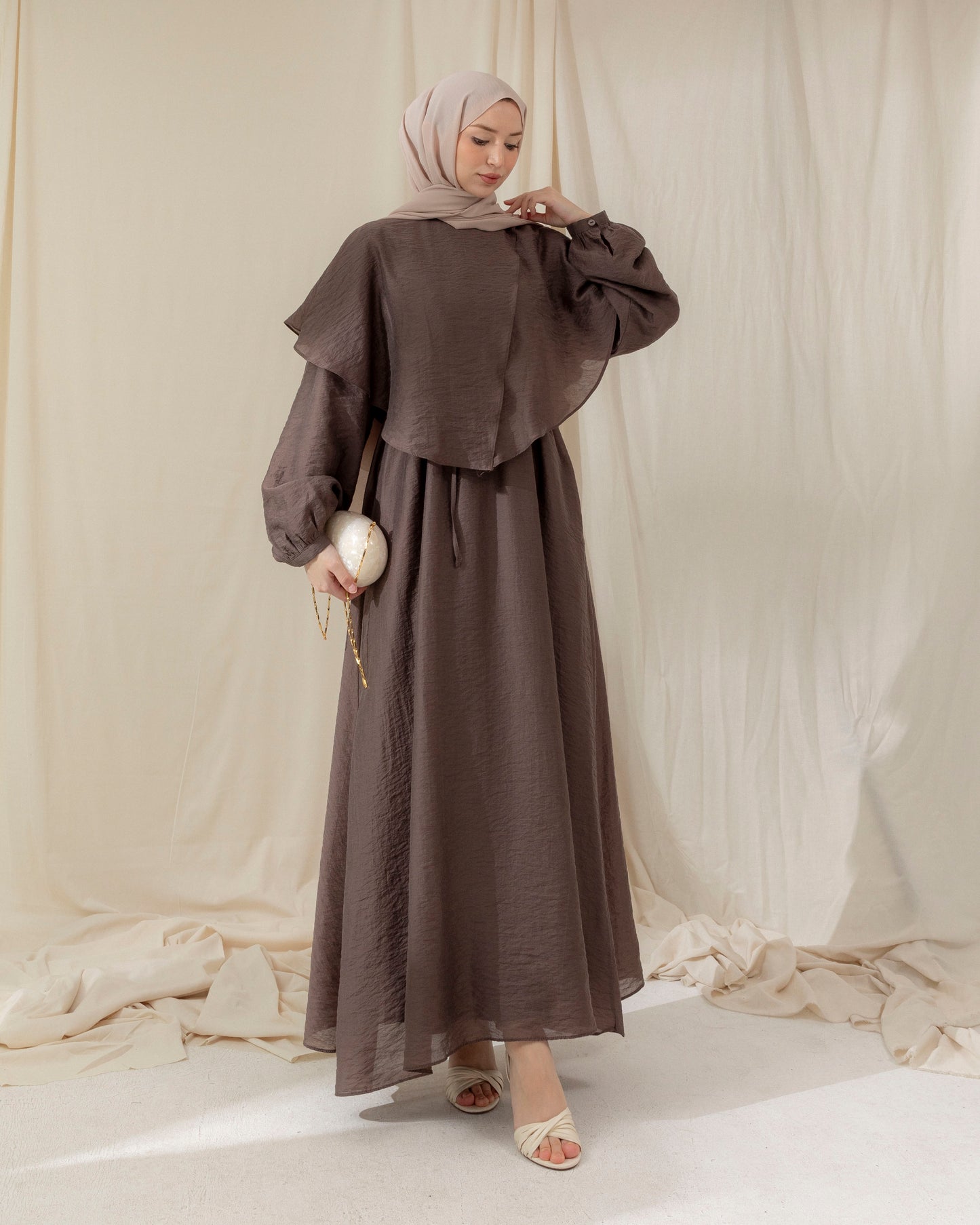 Modest collar detail dress