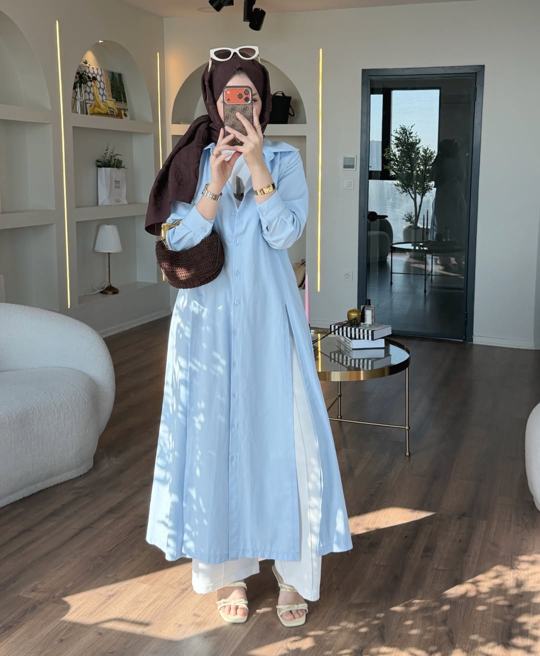 Shirt dress with slit sides