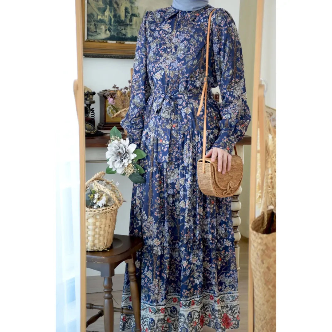 Vintage floral blue dress