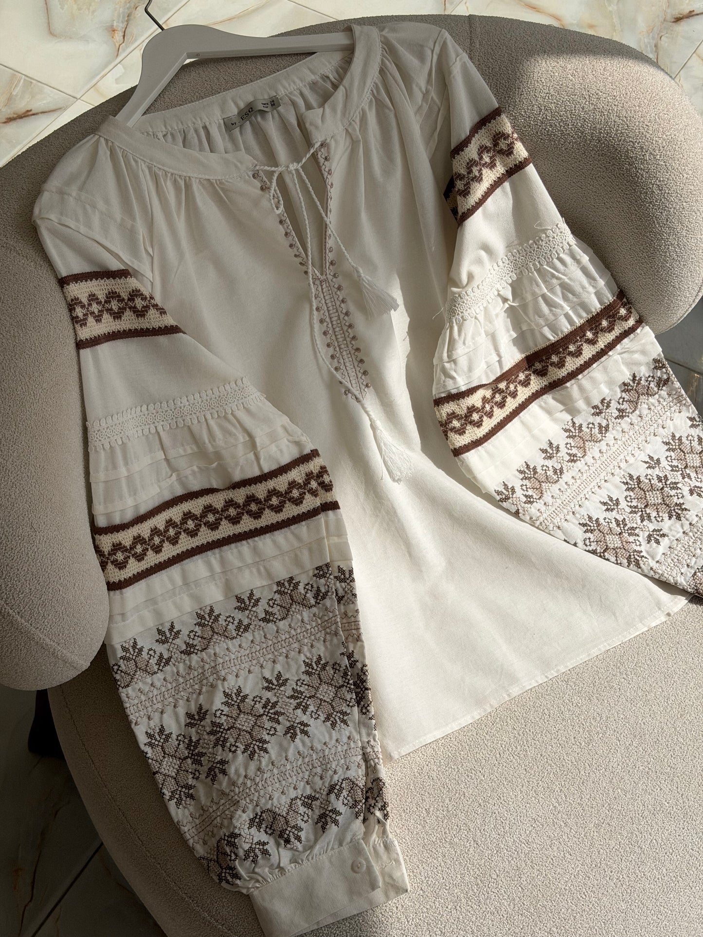 Brown embroidered blouse