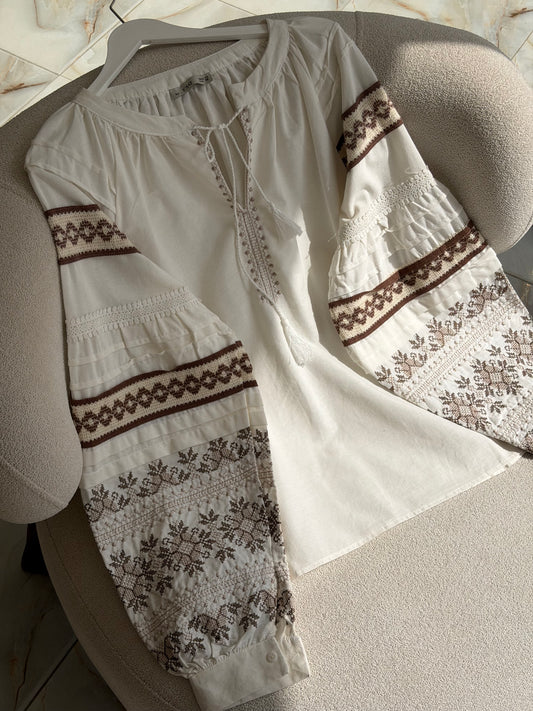 Brown embroidered blouse