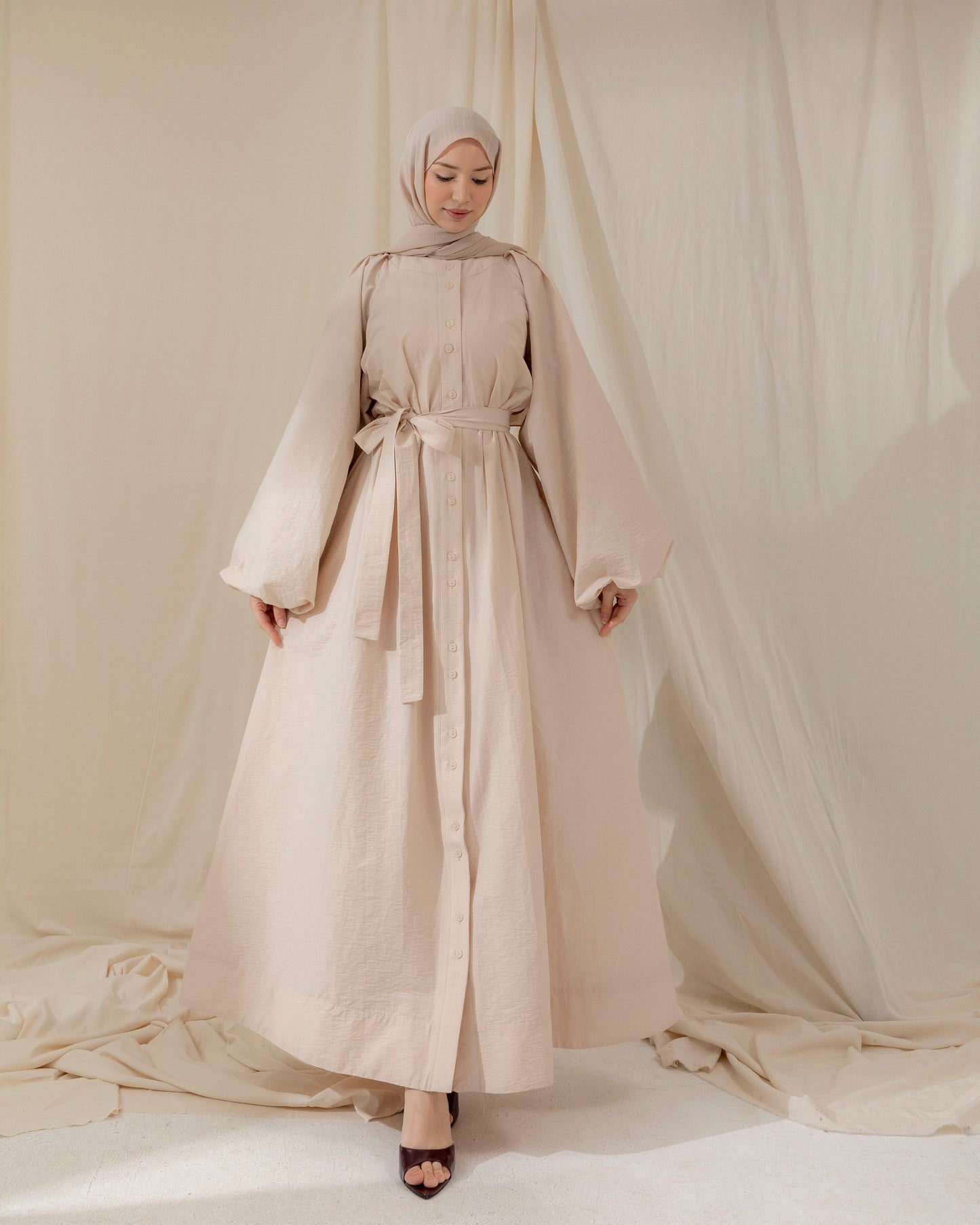 Meri puffy sleeve buttoned dress