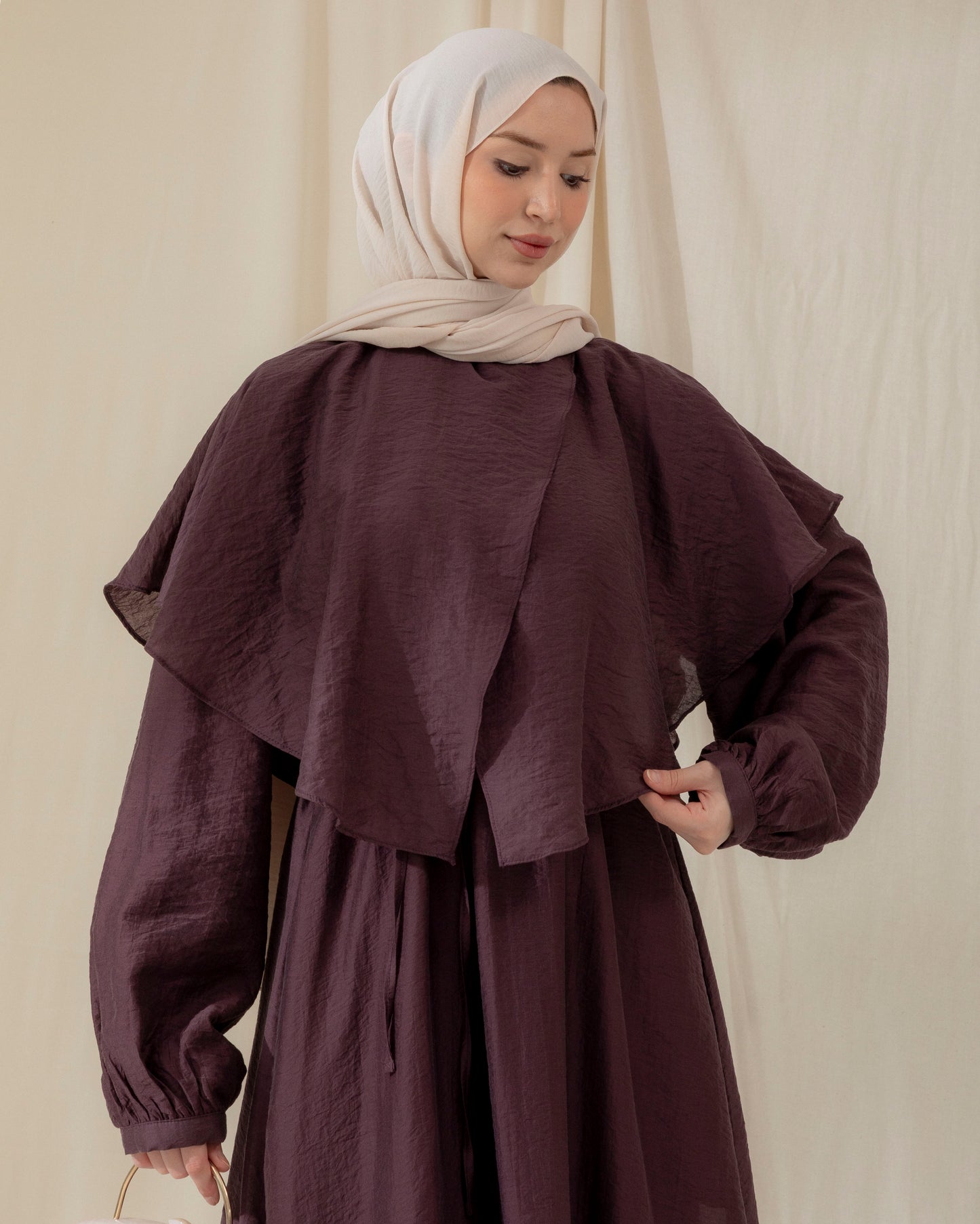 Modest collar detail dress