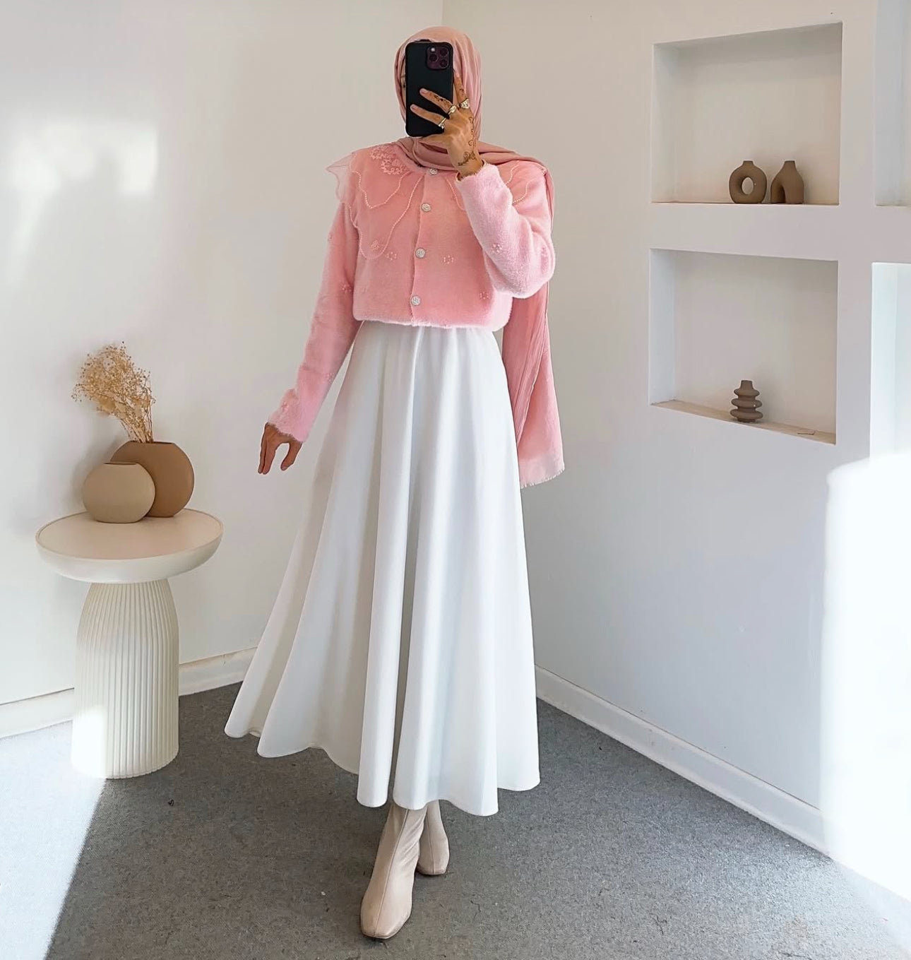 Butterfly collar angora knit cardigan