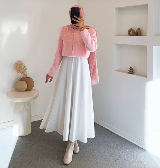 Butterfly collar angora knit cardigan