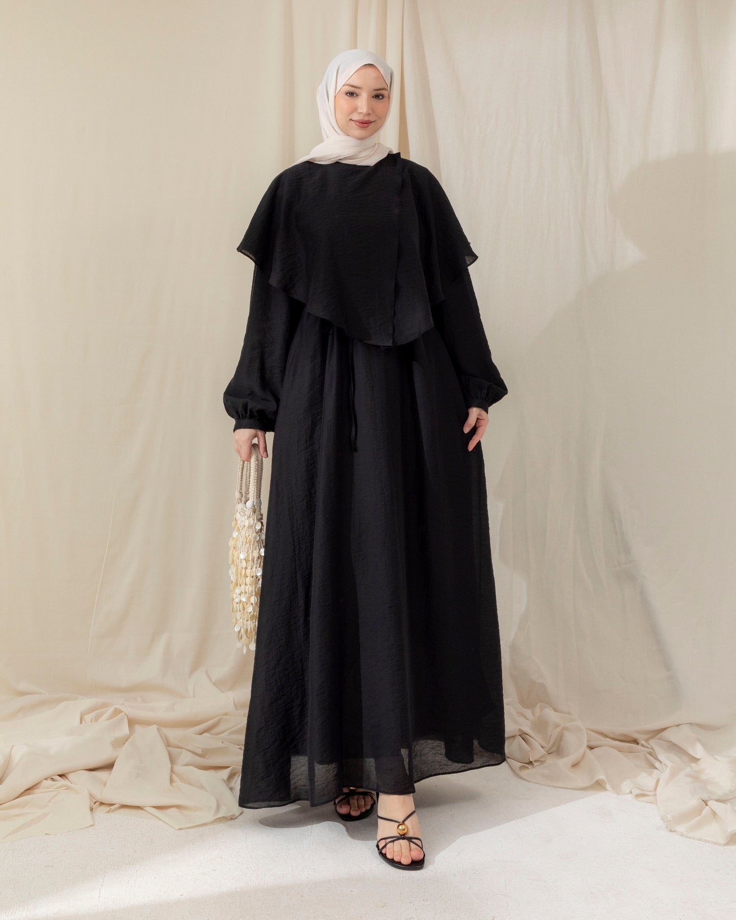 Modest collar detail dress