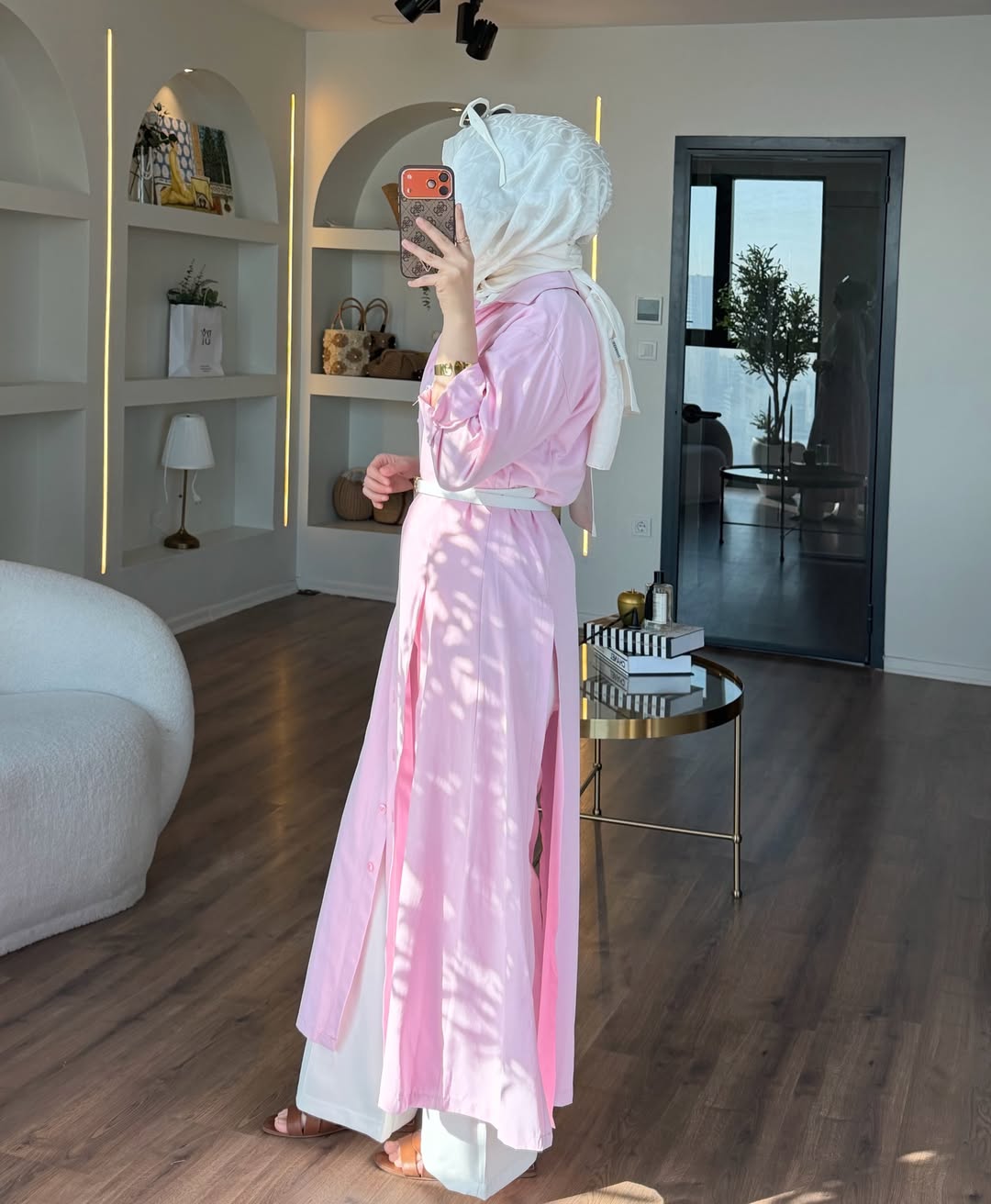 Shirt dress with slit sides