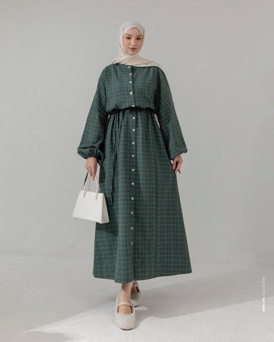 Buttoned plaid dress