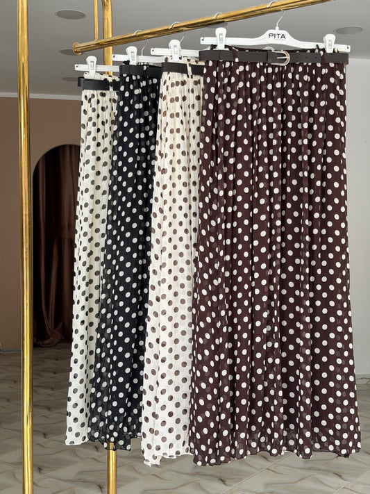 Belted polka skirt