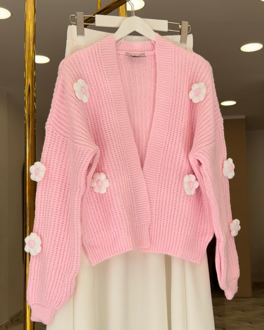 Flower knit cardigan