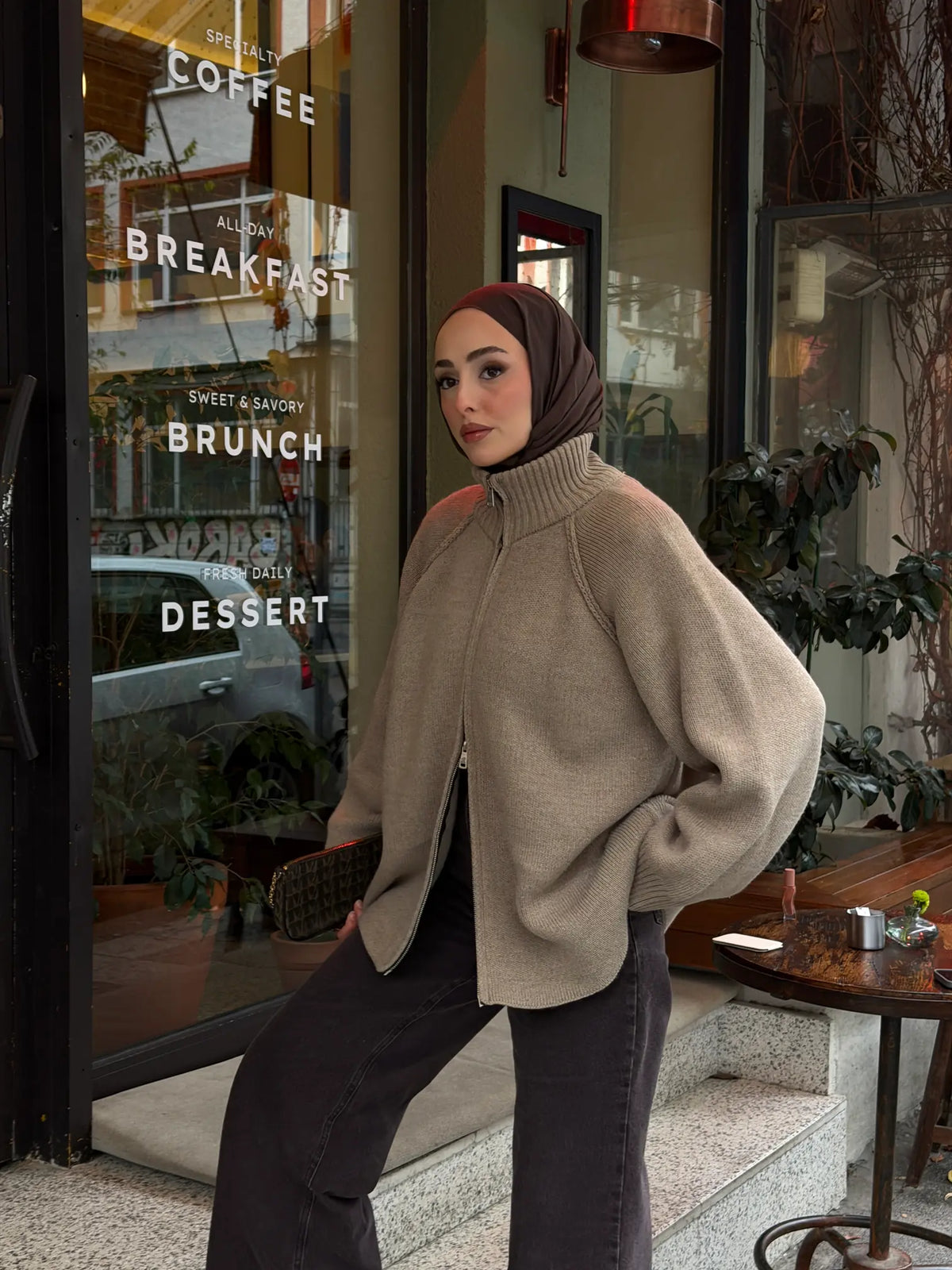 Double-Zipper Knit Cardigan